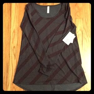 LuLaRoe Small striped Lynnae. NWT. Grey and maroon